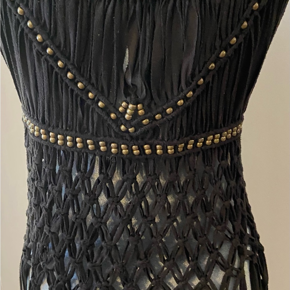 Beulah Black Fringe Vest!  Perfect Bikini cover up or styling your jeans.